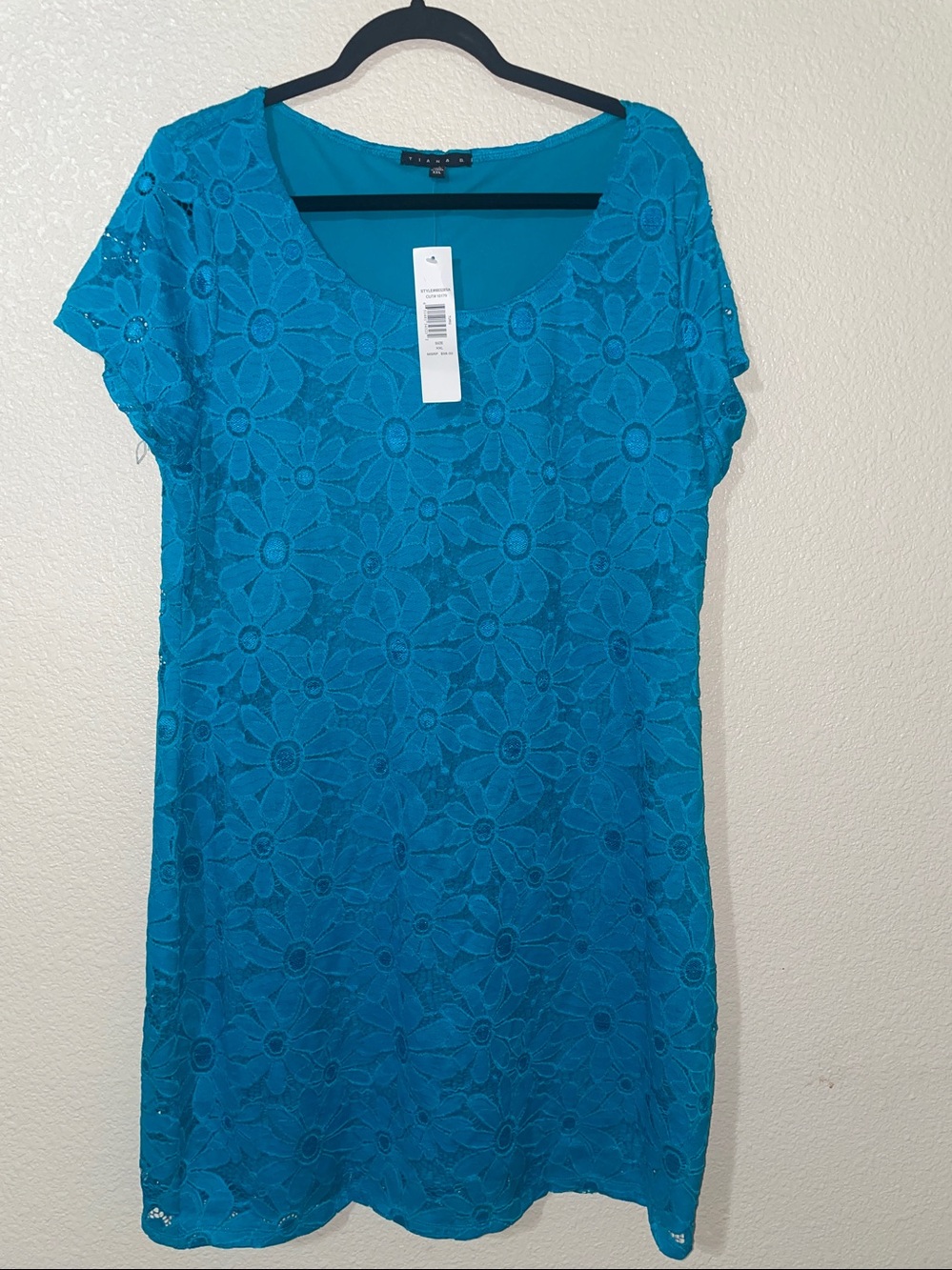 BNWT Tiana B. Turq Lace Shift Dress, size XXL